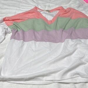 Colorful Striped V-Neck Top